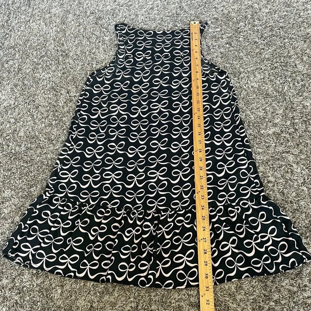 Kate Spade Mini Babydoll Dress Sz Small Black Pink Bow Ribbon Coquette Feminine